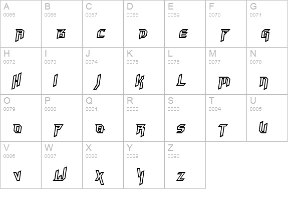 HammerheadOutline Italic uppercase A-Z preview
