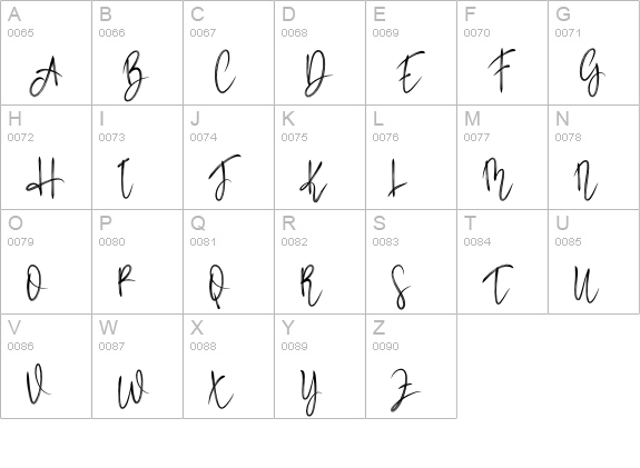 Hamster Signature uppercase A-Z preview