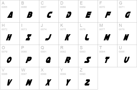 Han Solo Condensed Italic uppercase A-Z preview