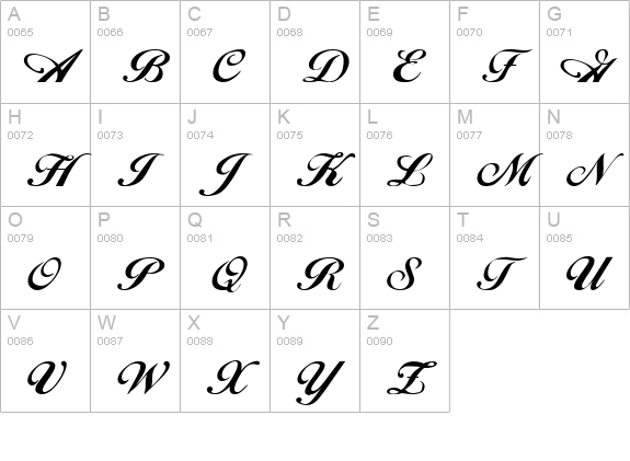 Hancock Regular uppercase A-Z preview