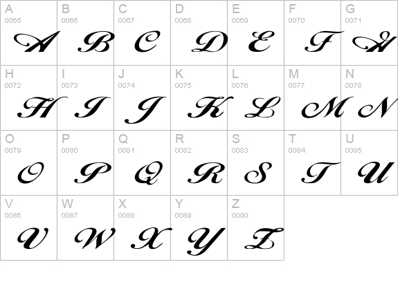 Hancock Wd uppercase A-Z preview