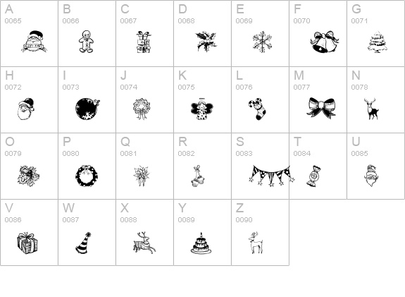 Hand Christmas Doodle uppercase A-Z preview