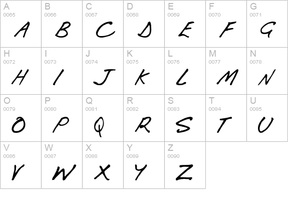 Handi uppercase A-Z preview