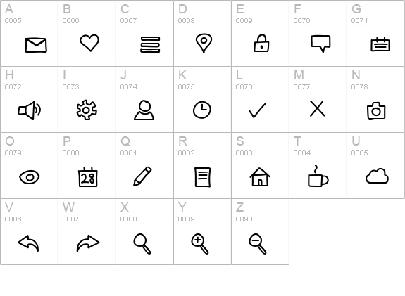 Handie Icons uppercase A-Z preview