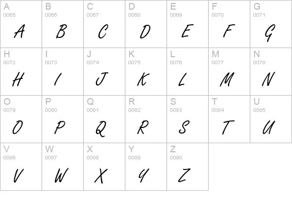 HandmadeScript-Regular uppercase A-Z preview