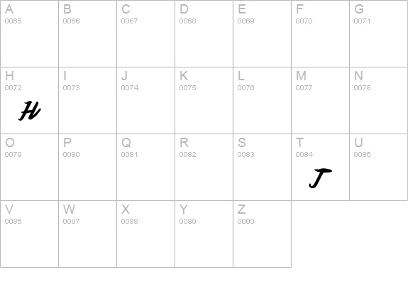 Handoubt uppercase A-Z preview
