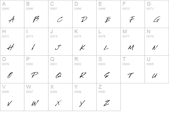 HandScript Italic uppercase A-Z preview