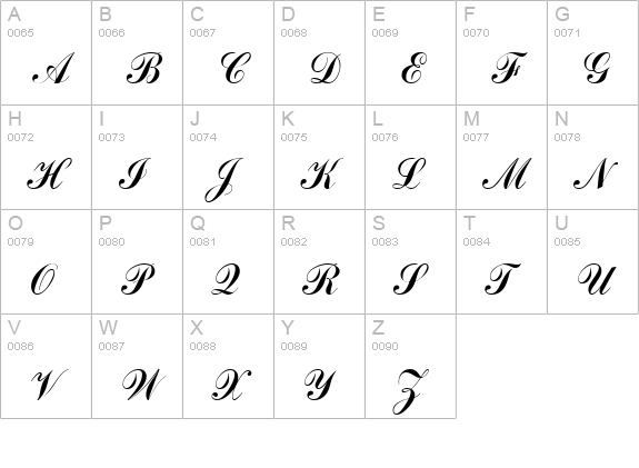 Handscript SF uppercase A-Z preview