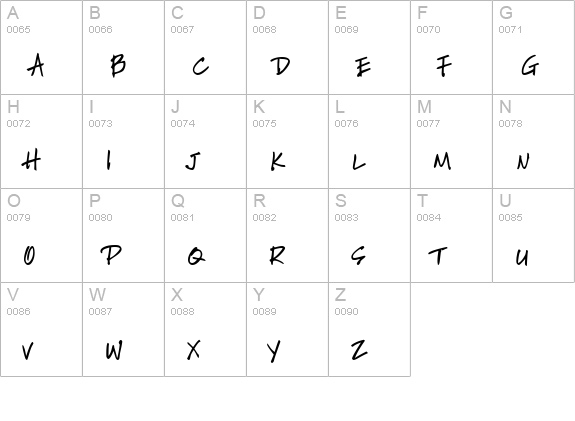 HandScriptLefty Bold Italic uppercase A-Z preview