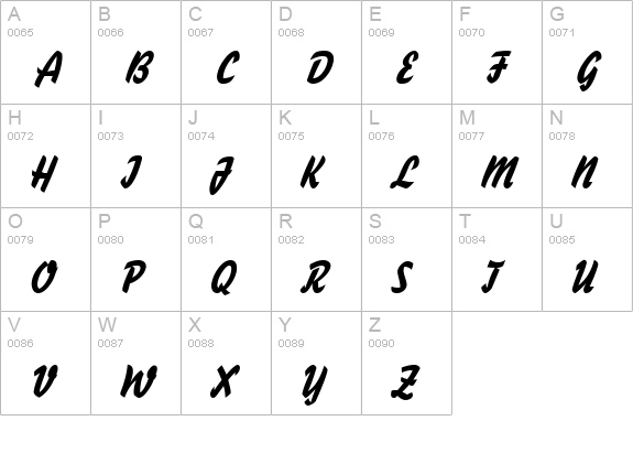 Handybrush Italic uppercase A-Z preview
