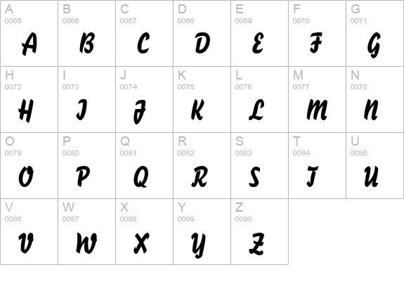 Handybrush Regular uppercase A-Z preview
