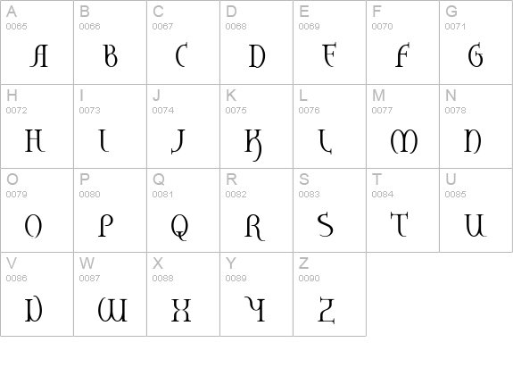 hane Regular E. uppercase A-Z preview