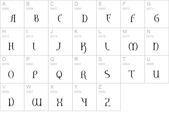 Hane RegularE uppercase A-Z preview