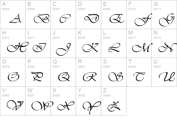 Hanford Script uppercase A-Z preview