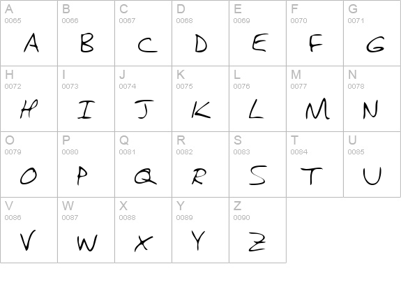 HanfordsHand Regular uppercase A-Z preview