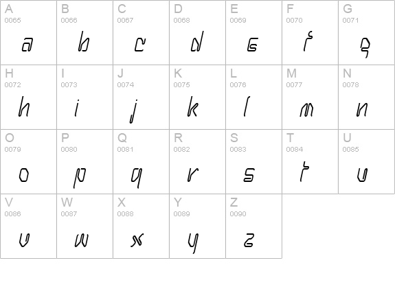 Hanger Condensed Italic uppercase A-Z preview