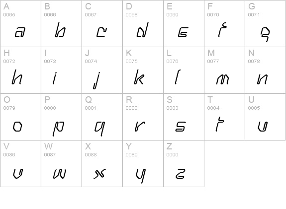 Hanger Italic uppercase A-Z preview