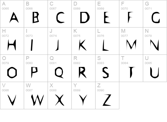 Hangover uppercase A-Z preview