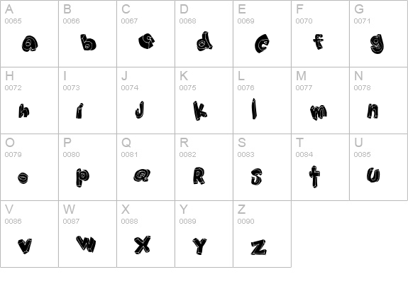 HANGUP uppercase A-Z preview