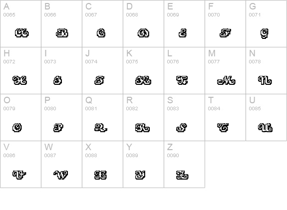 Hannelore Outline uppercase A-Z preview