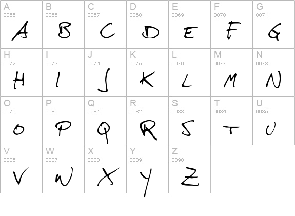 hans hand uppercase A-Z preview