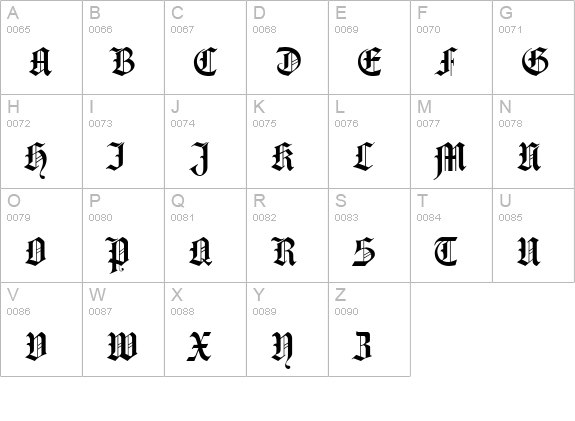HansaGotisch uppercase A-Z preview