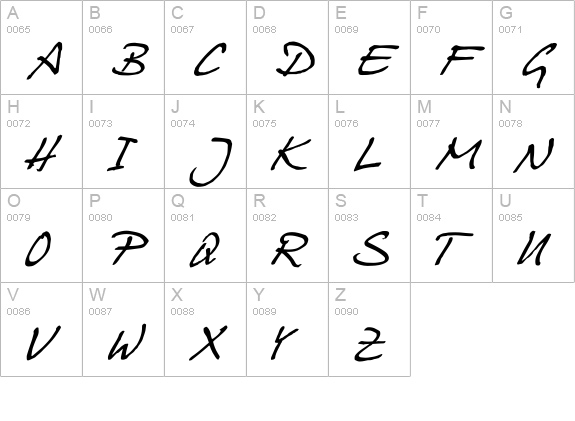 HansHand uppercase A-Z preview