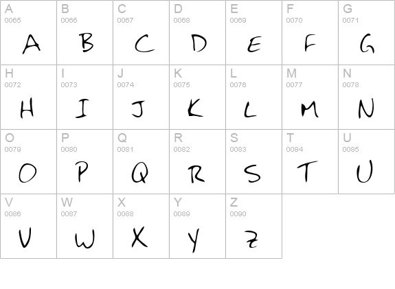 HansonsHand Regular uppercase A-Z preview