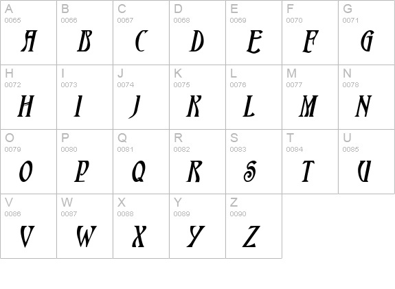 HardinCaps Bold Italic uppercase A-Z preview