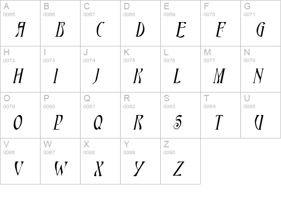 HardinCaps Italic uppercase A-Z preview