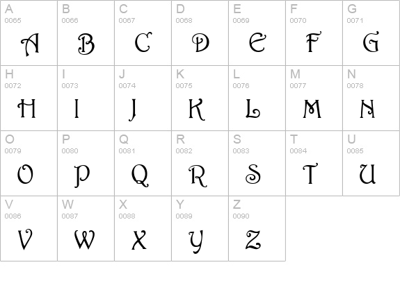 Harrington Regular uppercase A-Z preview