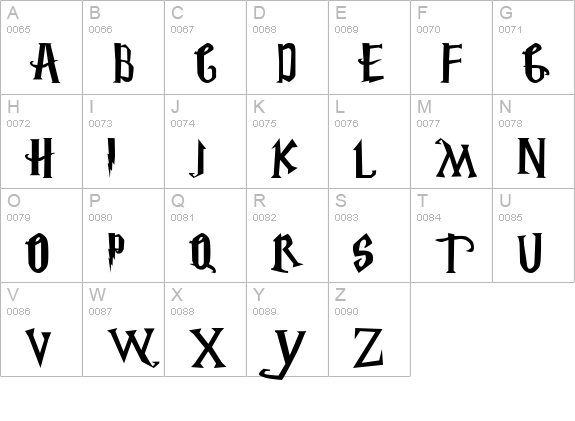 Harry Potter uppercase A-Z preview