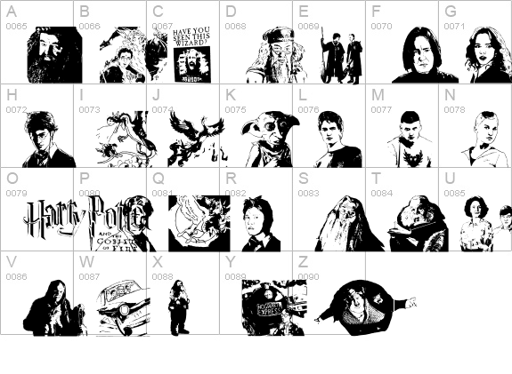 Harry Potter and the Dingbats uppercase A-Z preview
