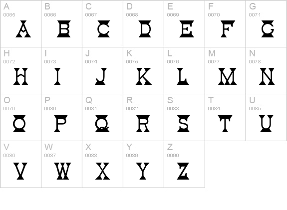 Haster uppercase A-Z preview