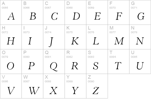 Hastings-Italic uppercase A-Z preview