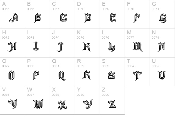Haunted-Normal uppercase A-Z preview