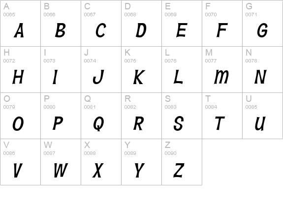 Hawaiian Aloha BTN Oblique uppercase A-Z preview