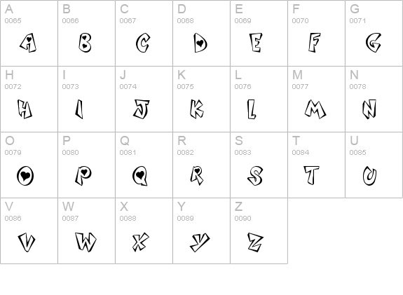 Heart Attack uppercase A-Z preview