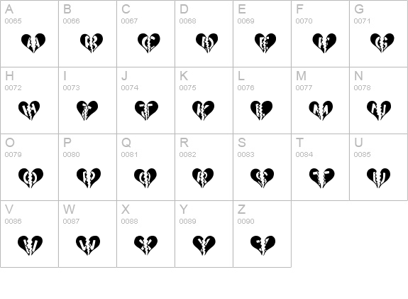 Heart Broken uppercase A-Z preview