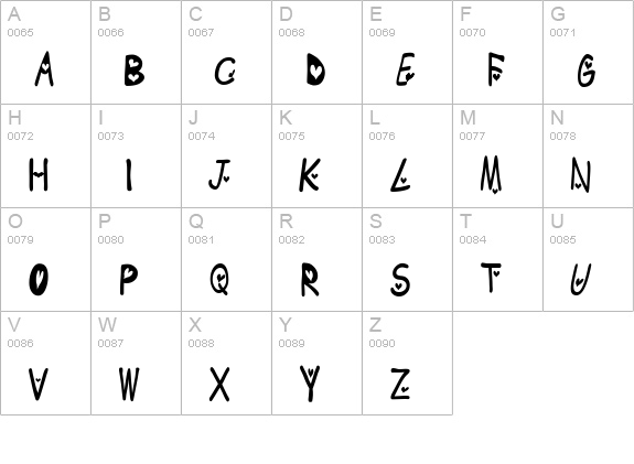 heartfont uppercase A-Z preview