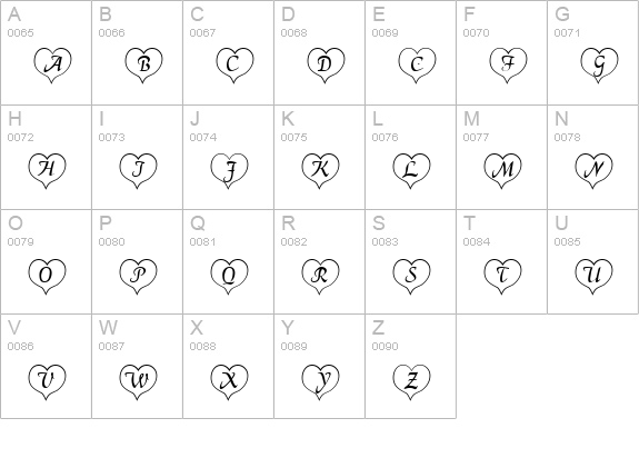 HeartWhite Becker uppercase A-Z preview