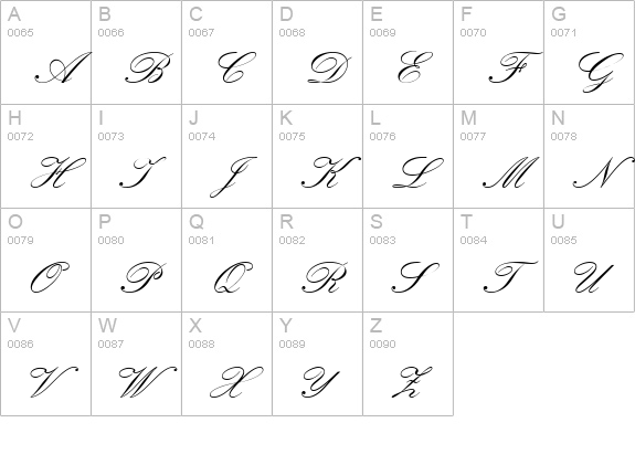 Heather Script Two uppercase A-Z preview