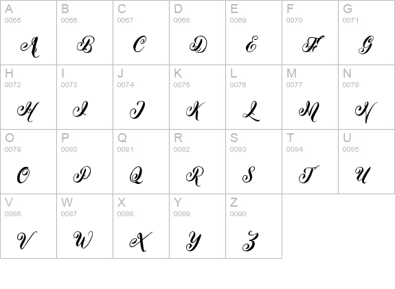 Hefalo script uppercase A-Z preview