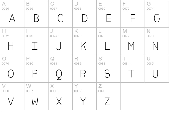 Heimat Mono ExtraLight uppercase A-Z preview