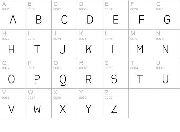 Heimat Mono Light uppercase A-Z preview