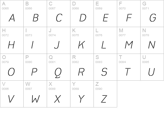 Heimat Stencil Light Italic uppercase A-Z preview