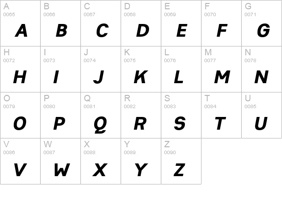 HeimatSans-ExtraBoldIt uppercase A-Z preview