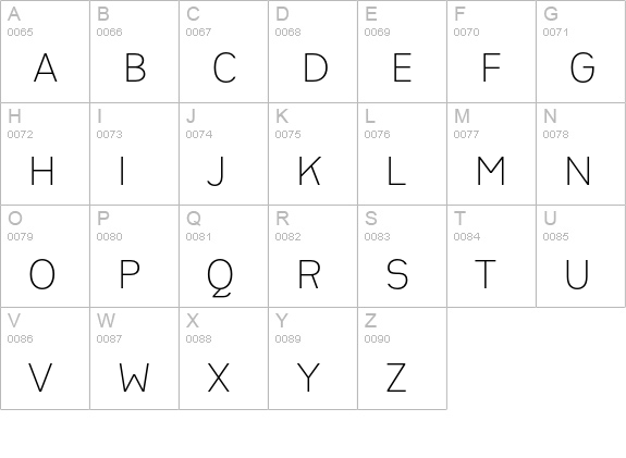 HeimatSans-ExtraLight uppercase A-Z preview