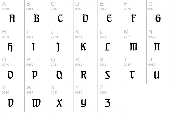 Heinrich Text uppercase A-Z preview