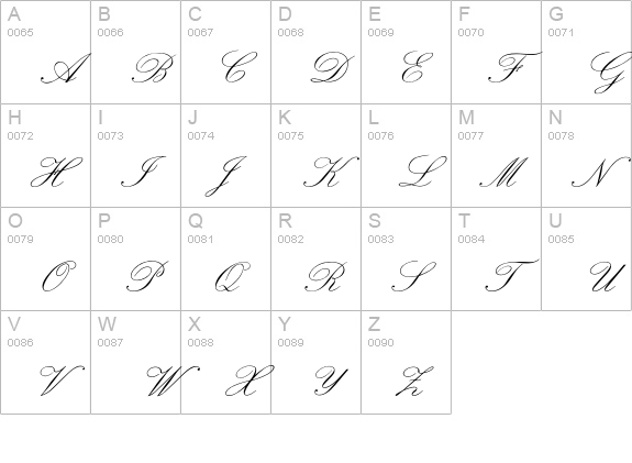 HelenaScript uppercase A-Z preview